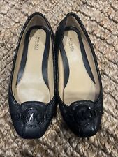 Zapatos planos de ballet Michael Kors para mujer de cuero negro logotipo MK - talla 7,5 sin cordones segunda mano  Embacar hacia Argentina