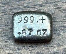 Barra de plata fraccionaria rara vintage de 0,67 OZ lingote antiguo vertido en tono 999 segunda mano  Embacar hacia Mexico