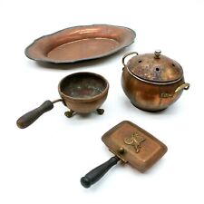 Lot 4 Vtg Copper Copperware Hammered Footed Warmer Pot Bowl Plated Serving Tray d'occasion  Expédié en France