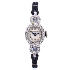 Antigo relógio feminino Bulova platina diamante corda manual, usado comprar usado  Enviando para Brazil