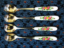 Good Match - Royal Albert "Old Country Roses"  4 x Unbranded Silver Spoons, used for sale  Shipping to South Africa