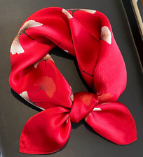 100 % seda 20" bufanda cuadrada pequeña para mujer pañuelo envolvente floral rojo negro WY271 segunda mano  Embacar hacia Argentina