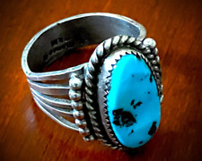 Vintage Navajo Kingman Turquoise Nugget Sterling Silver Ring - Men’s for sale  Shipping to Canada