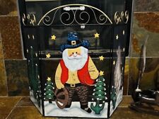 Western Santa CHRISTMAS Fireplace Screen Trifold Metal 3D 46”L x 34”H for sale  Shipping to South Africa