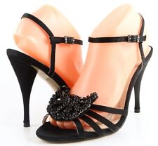 $225 ADRIENNE VITTADINI COLLECTION EPIPHYLLUM Black Designer EVENING Sandals 8.5 for sale  Shipping to South Africa