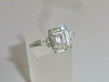 Ladies Ring Silver Sterling 925 Solid  2.5 Carat Emerald Cut White Sapphire Ring for sale  Shipping to South Africa