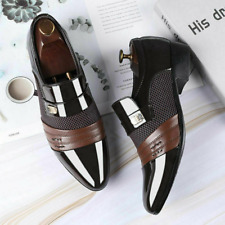 Sapatos oxfords masculinos de couro envernizado formais de negócios biqueira pontiaguda malha slip on comprar usado  Enviando para Brazil
