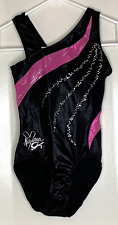 Used, GK Elite Nastia AXS Adult XS Black Pink Foil Gymnastics Leotard Rhinestones for sale  Shipping to South Africa