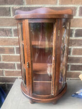 Vtg Wooden Curio Cabinet 3 Tier Glass Door Half Round Hanging Table Top 20” X 12 for sale  Shipping to South Africa