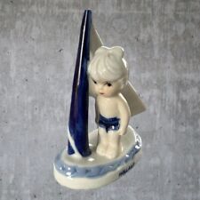 Delfts Blue Windsurf Dutch Boy Figurine Hand Painted Holland Porcelain Wind Sail, used for sale  Shipping to South Africa