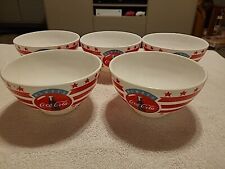 5 X Vintage 1997 'Always Coca Cola' Bowls France Stars & Stripes Arcopal Glass. for sale  Shipping to South Africa