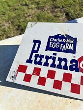 Used, Purina Eggs Sign Poultry Farm Chickens Antique Vintage Feed Seed Gulf Gas Oil Ca for sale  USA