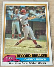 1981 TOPPS #201 JOHNNY BENCH RECORD BREAKER CINCINNATI REDS HOF, used for sale  Shipping to South Africa