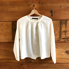 S - Jenni Kayne $275 White Wool Blend Button Up Willow Shirt Top 0510AY for sale  Shipping to South Africa