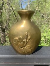 Vintage Hand Crafted  Solid Brass Vase Flowers Heavy~ Over 2 Lbs, used for sale  Shipping to South Africa