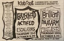 ERAZERHEAD - GIG ADVERT - KLUB FOOT - 21/10/82 - THE ALARM - BRILLIANT - ACTIFED segunda mano  Embacar hacia Argentina