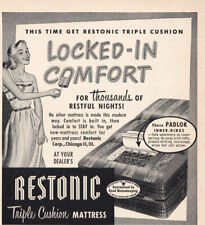 1945 Restonic Mattress: Locked In Comfort Vintage Print Ad, used for sale  Shipping to South Africa