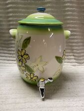 Vintage Susie Coelho Green Yellow White Ceramic Floral Drink Beverage Dispenser segunda mano  Embacar hacia Argentina