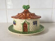 Vintage 1920's Majolica ‘Pagoda’ Yurt Round Butter Dish With Lid Shorter & Son for sale  Shipping to Ireland