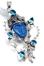 Used, 925 Sterling Silver Buddha Face & Topaz Gemstone Jewelry Pendant Size-3.10" for sale  Shipping to South Africa