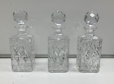 Heavy Cut Crystal Square Whiskey Decanter Vintage Set Of 3 for sale  Shipping to South Africa