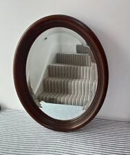 Chic Oval Wall Mirror Dark Wood Frame Vertical Horizontal Bevelled Country House, used for sale  Shipping to South Africa