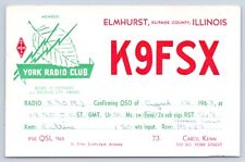 Cartão QSL CB Ham Radio K9FSX Elmhurst Illinois Vintage DuPage County IL 1963 comprar usado  Enviando para Brazil