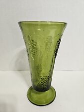 Vintage Mid-century Green Glass Vase 9.5  Tall Floral Decor w/ Pedestal Base for sale  Shipping to South Africa