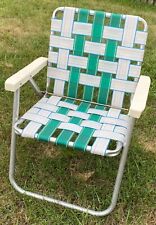 Usado, Vintage Plegable De Aluminio Blanco Verde Nylon con césped Patio silla Sun Terrace segunda mano  Embacar hacia Spain