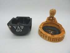 Par de ceniceros publicitarios de cerámica vintage Glenmore whiskies e IVA 69 escoceses segunda mano  Embacar hacia Mexico