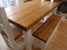 Rustic Dining/Kitchen Table with chairs and storage Benches for sale  Shipping to South Africa
