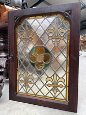 Panel de puerta de vidrieras antiguo con lirio francés segunda mano  Embacar hacia Argentina