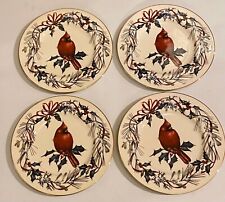 Used, LENOX "WINTER GREETINGS CARDINAL ACCENT LUNCHEON PLATE" SET OF 4 New for sale  Pocahontas