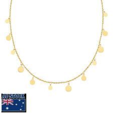 Fashion Woman 18K Gold Plated Stainless Steel Discs Chain Necklace Choker, used for sale  Shipping to South Africa