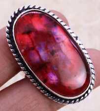 Anillo Hecho a Mano Labradorita Roja Mejorada Color 925 Chapado en Plata Talla EE. UU. 6.5 segunda mano  Embacar hacia Argentina