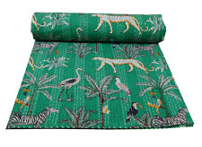 Colcha de algodão estampada animal indiano Kantha verde Kantha Gudari, usado comprar usado  Enviando para Brazil