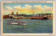 Usado, Albany, Nueva York - muelles de ferry y ascensor de granos - postal vintage - publicado segunda mano  Embacar hacia Argentina