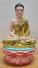 Vintage Chalkware Meditating Buddha Vibrant Colors Chippy Figure Figurine for sale  Shipping to South Africa