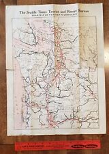 Tourist Resort Bureau Road Map W. Washington c1925, Seattle Times orig. 18.5x14" tweedehands  verschepen naar Netherlands