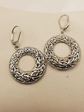 Used, 14k White Gold Round Byzantine Earrings ~1.2" Diameter~ for sale  Shipping to South Africa