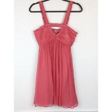 BCBGMaxAzria Silk Dress Beaded Pleat Keyhole Barbie Ballet Boho Y2K Pink Size 4 for sale  Shipping to South Africa