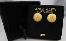NOS New in Box ANNE KLEIN Gold Tone Textured Dome Round Clip on Earrings, used for sale  Shipping to South Africa