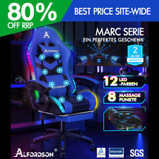 ALFORDSON Gaming Stuhl mit 8-Punkt Massage 12 Farben RGB LED-Licht Blau & Schwar, usado comprar usado  Enviando para Brazil