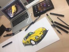 Pintura de desenho marcador original personalizada do seu carro tamanho A3 arte, usado comprar usado  Enviando para Brazil