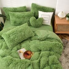 Conjunto de roupa de cama cabelo longo verde flanela lã capa de edredom 3/4 coração almofada lençol comprar usado  Enviando para Brazil