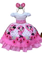 Usado, Vestido para niños rosa Minnie con lunares negros con tiara segunda mano  Embacar hacia Argentina