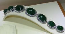 Pulseira halo cabochão ônix verde para presente feminino prata 925 tapete vermelho joia comprar usado  Enviando para Brazil
