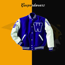 Chaqueta universitaria de béisbol Letterman de escuela secundaria hecha de lana y cuero segunda mano  Embacar hacia Argentina