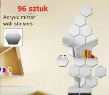 Hexagon Lustro Naklejka Przyklejane Lusterka Srebrne Ozdoba Dekoracja , używany na sprzedaż  PL