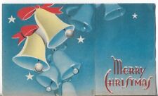 Tarjeta de Navidad usada de colección aprox 5,25x3 tarjeta azul con campanas 4 artesanías segunda mano  Embacar hacia Argentina